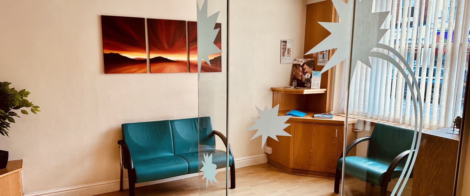 Reception and waiting area at Bank House Dental